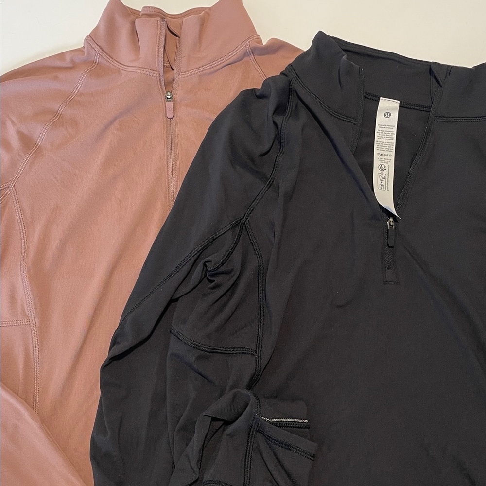 Lululemon Athletica Black and Rose Color Quarter-Zip Pullover